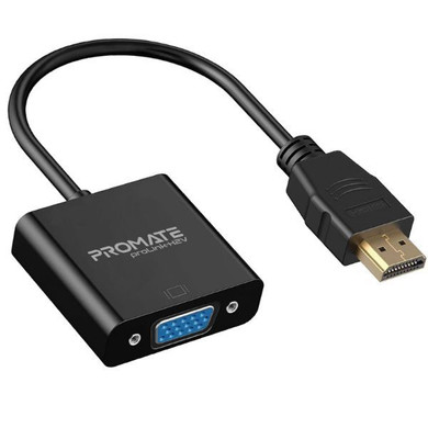 PROMATE HDMI  (Male) to VGA  (Female) Display Adaptor Kit. Supports up to 1920x1080@60Hz. (PROLINK-H2V-BLK)
