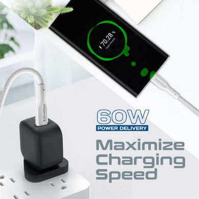 PROMATE 2m 60W USB-C to USB-C Super Flexible Cable 3A/20V Supports 3A/20V Charging & 480 (XCORD-CC200-WHT)