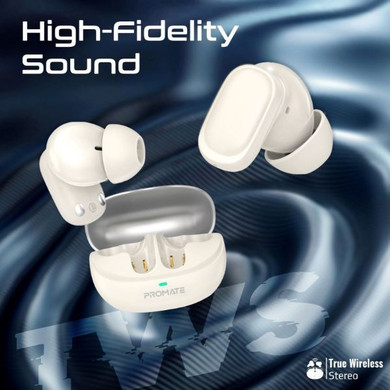 PROMATE In-ear HD TWS BT Earbuds Intellitouch & 400mAh Charging Case. Ergonomic Fit (LUSH-PRO-WHT)