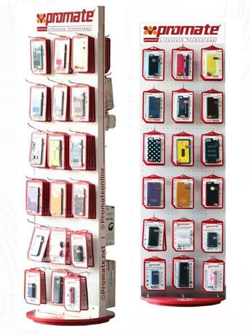 PROMATE Retail Point of Sale Stand. 52 x 180 x 55cm. 60x Hooks: 15cm. Double Sided Rotatable (PRODISPLAY-6)