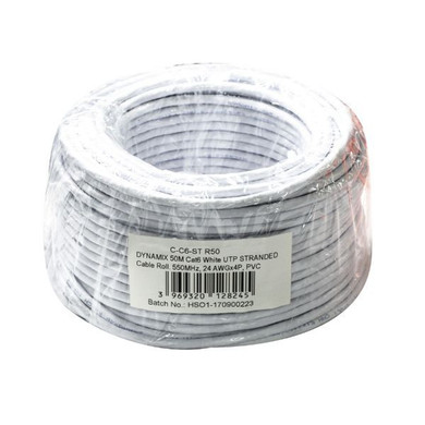 DYNAMIX 50m Cat6 Beige UTP Stranded Cable Roll 250MHz 24AWGx4P PVC Jacket (C-C6-ST-R50)