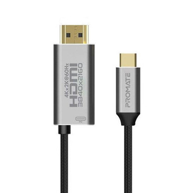 Promate 1.8m 4K USB-C to HDMI Cable with Gold Plated Connectors and Fabric Braided Cable HDMI-PD60