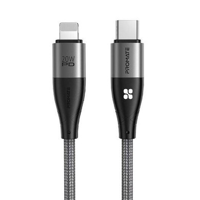 Promate 1.2m 20W PD USB-C to Lightning Nylon Braided Anti-Snap Cable ICORD-PD20