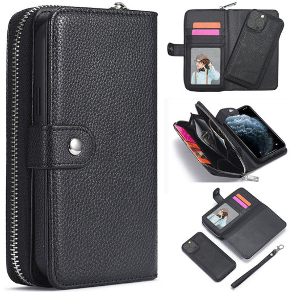 iPhone 13 Pro Zipper Wallet (Black) Zipper Wallet Case