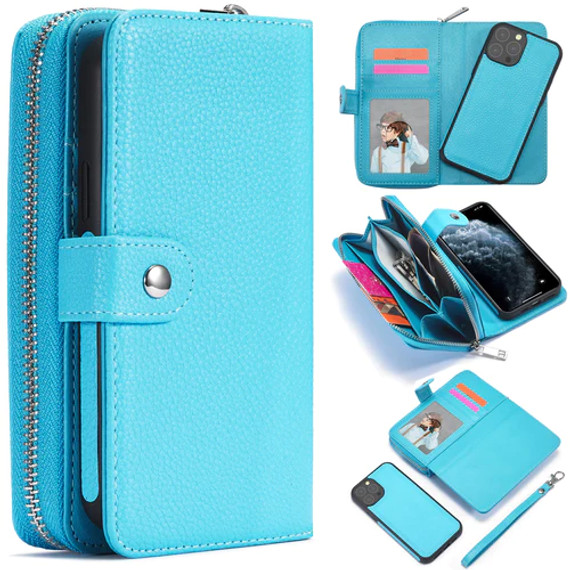 iPhone 13 Pro Zipper Wallet (LightBlue) Zipper Wallet Case