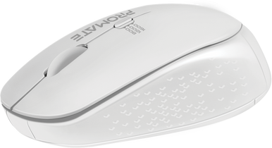 PROMATE Ergonomic Wireless Mouse 800/1200/1600 Dpi. 10m Working Range. Included Nano Receiver. Easy Plug and Play Installation. Compatible with Windows and Mac. White