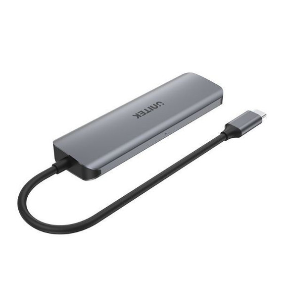 UNITEK USB 3.1 4-in-1 Multi-Port Hub with USB-C Connector. Includes 4x USB-A Ports + Micro-B Power Port. Data Transfer Rate up to 5Gbps. Plug and play. Space Grey Colour.