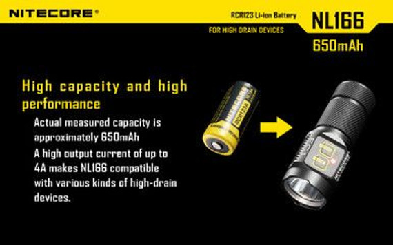 Nitecore Li-Ion Rechargebale Battery Rcr123A (3.7V, 650Mah)