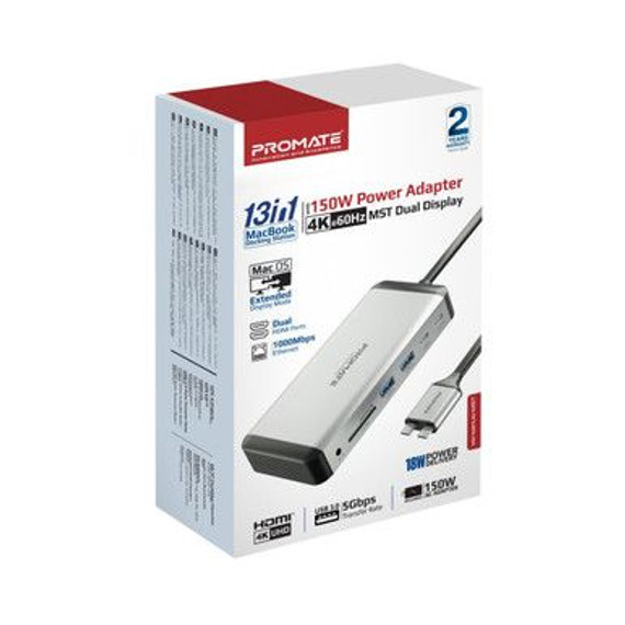 PROMATE 12-in-1 Multi-Port Hub USB-C Connector.