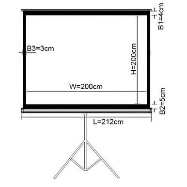 BRATECK 112'' Projector Screen, with Tripod. 1:1 Aspect ratio. 2m x 2m (WxH).    PSDB112