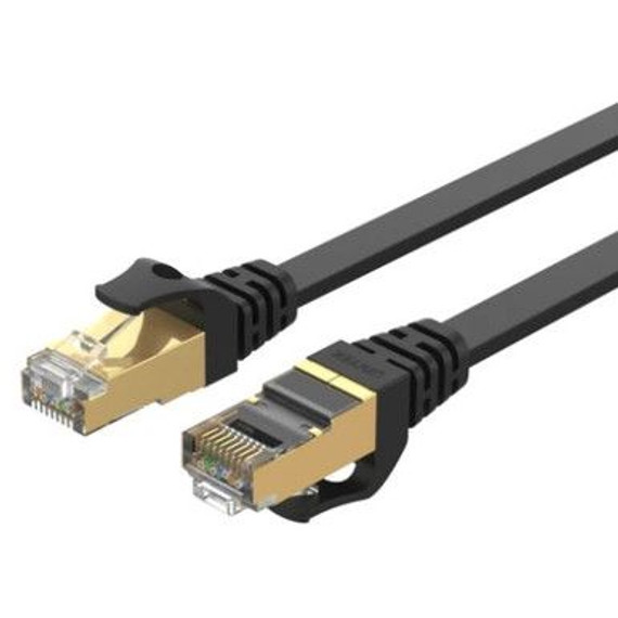 UNITEK 2m CAT 7 Black Flat SSTP 32AWG Patch Lead in PVC Jacket. 500MHz, Gold-plated Contacts with RJ45 (8P8C) Connectors, Compatible with 10GBaseT. C1897BK-2M UNITEK 2m CAT 7 Black Flat SSTP 32AWG Patch Lead in PVC Jacket. 500MHz, Gold-plated Contacts with RJ45 (8P8C) Connectors, Compatible with 10GBaseT. C1897BK-2M