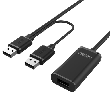 UNITEK 20m USB 2.0 Active Extension Cable. Built-in Extension Chipset Supports Extended Transmission Distance. Data Transfer Speed up to 480Mbps. Plug and play. Y-279