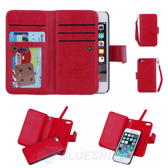 iPhone 5/5S Double Wallet PU Leather Detachable 2-in-1