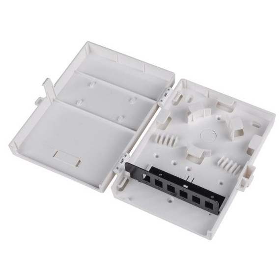 DYNAMIX Fibre Wall Enclosure 6 Port LC Duplex/SC Simplex Unloaded. Dimensions: 183 x 129 x 39mm (HxWxD)