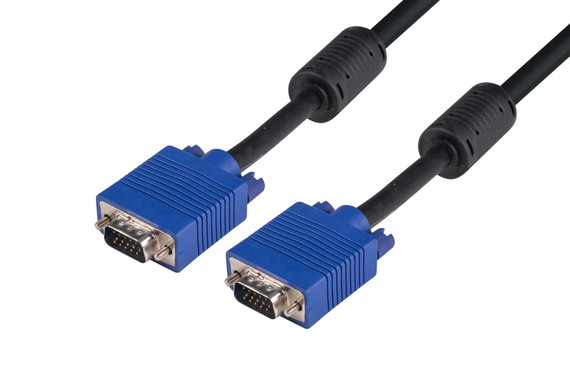 DYNAMIX 0.5m VESA DDC1 & DDC2 VGA Male/Male Cable - Moulded - BLACK Colour. Coaxial Shielded