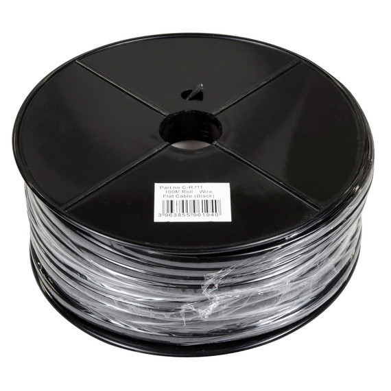 DYNAMIX 100m Roll 6-Wire Flat Cable 28 AWG - Black colour