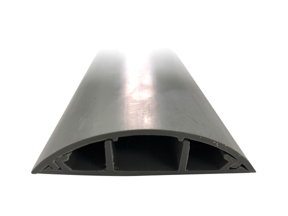 DYNAMIX 1m Floor Mount Round Wiring Duct. Dims - 70mm x 16.5mm (WxH) Includes 2x Strips of Double Sided Tape to Help Secure in Place. Grey Colour.