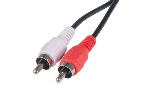 DYNAMIX 2m RCA Audio Cable 2 RCA to 2 RCA Plugs - 30AWG - Coloured Red & White.