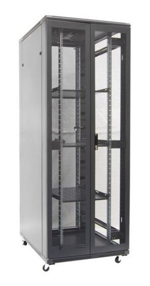 DYNAMIX 42RU Server Cabinet 800mm Deep (600 x 800 x 2077mm). Includes 3x Fixed Shelves - 4x Fans - 25x Cage Nuts - 4x Castors & 4x Level Feet. 800kg static load. Glass front door mesh rear door. 6-Way PDU installed