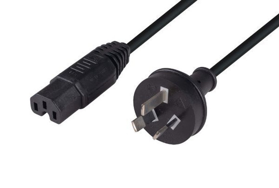 DYNAMIX 1M 3-Pin to Notched C15 Rubber Flex SAA Approved Power Cable.1.0mm copper core. Colour Black.