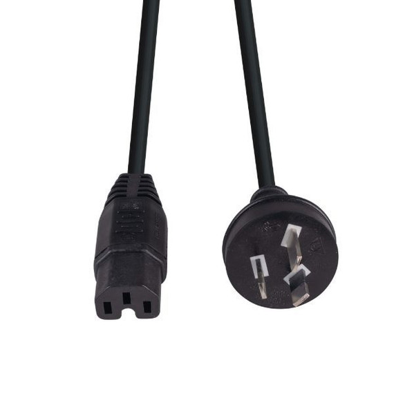 DYNAMIX 1M 3-Pin to Notched C15 Rubber Flex SAA Approved Power Cable.1.0mm copper core. Colour Black.