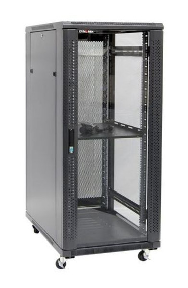 DYNAMIX 27RU Server Cabinet 1000mm Deep (600 x 1000 x 1410mm) Includes 1x Fixed Shelf - 4x Fans - 25x Cage Nuts - 4x Castors & 4x Level Feet. 800kg static load. Glass front door mesh rear door. 6-Way PDU installed