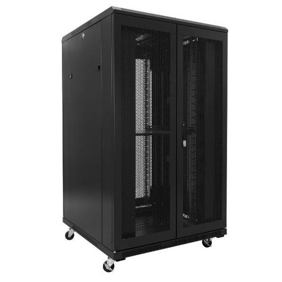 DYNAMIX 27RU Server Cabinet 1000mm Deep (800 x 1000 x 1410mm) Includes 1x Fixed Shelf - 4x Fans - 25x Cage Nuts - 4x Castors & 4x Level Feet. 800kg static load. Front & Rear Dual Mesh Doors. 6-Way PDU Incl.