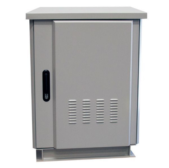 DYNAMIX 24RU Outdoor Freestanding Cabinet. (800 x 600 x 1375mm external). IP45rated. Angled pivoting rain hood. Double 25mm heating protection. Includes 10x