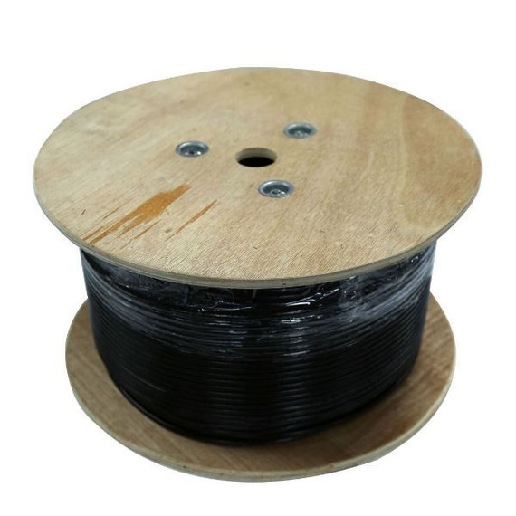 DYNAMIX 500m Cat6 Black SOLID GEL Filled Outdoor cable - 23AWGx4P - 250Mhz - UV Stabilised Black PE Jacket - Supplied on a Wooden Reel. *** BELOW GROUND INSTALLATION