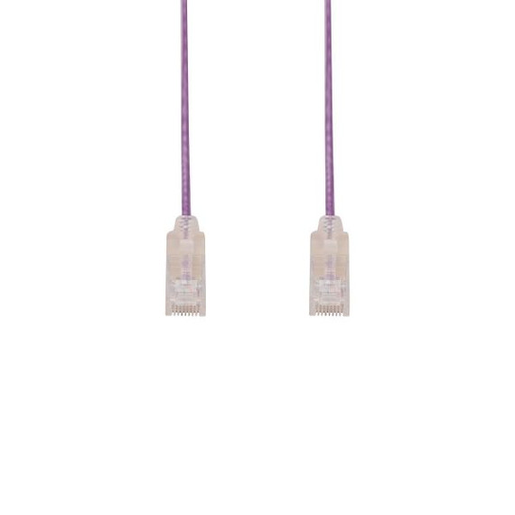 DYNAMIX 1.5m Cat6A 10G Purple Ultra-Slim Component Level UTP Patch Lead (30AWG) with RJ45 Unshielded Gold Plated Connectors. Supports PoE IEEE 802.3af (15.4W).