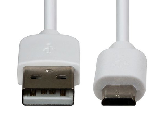 DYNAMIX 0.3m USB 2.0 Micro-B Male to USB-A Male Connectors. Colour White. DYNAMIX 0.3m USB 2.0 Micro-B Male to USB-A Male Connectors. Colour White.
