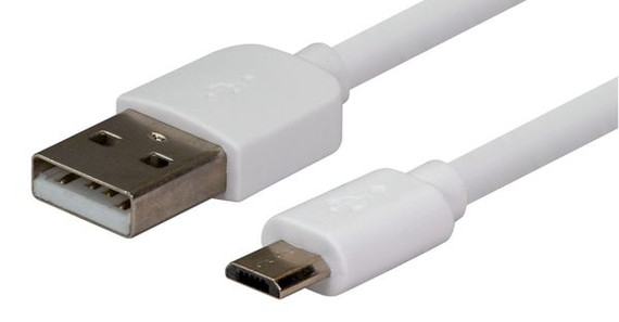 DYNAMIX 0.3m USB 2.0 Micro-B Male to USB-A Male Connectors. Colour White. DYNAMIX 0.3m USB 2.0 Micro-B Male to USB-A Male Connectors. Colour White.