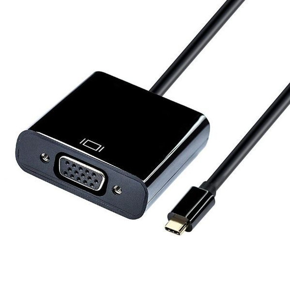DYNAMIX USB-C to VGA Adaptor Supports 1080p HD Video (1920x1080) Mirror or extend displays - Plug & Plug & Play - Black Colour.