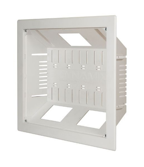 DYNAMIX Recessed Entertainment Box Delivering AV - Data & Power in Wall Connectivity. 3x Device/Outlet Openings. Paintable ABS Moulded Plastic. Cover & Screws Included. Dimensions: 280x250x80mm (WxHxD)