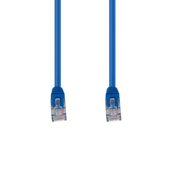 DYNAMIX 7.5m Cat5e Blue UTP Patch Lead (T568A Specification) 100MHz 24AWG Slimline Moulding & Latch Down Plug with RJ45 Unshielded Gold Plated Connectors.