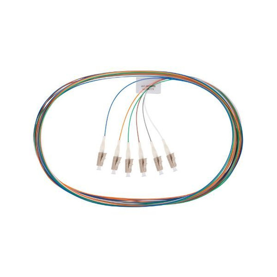 DYNAMIX 2M LC Pigtail OM1 6x Pack Colour Coded - 62.5/900um Multimode Fibre - Tight Buffer LSZH Jacket