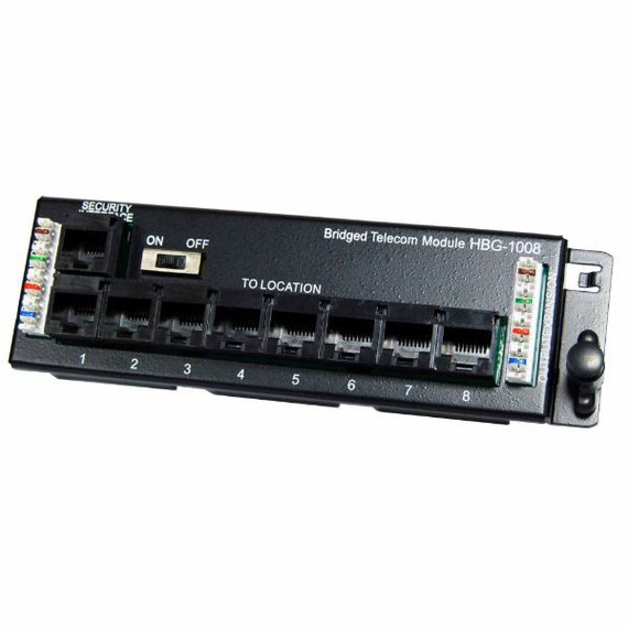 DYNAMIX 8 Port Telco Distribution Module with RJ31 Security Port. 2x IDC Port - 8x RJ45 Port Connectors. Telepermitted PTC 225/10/001