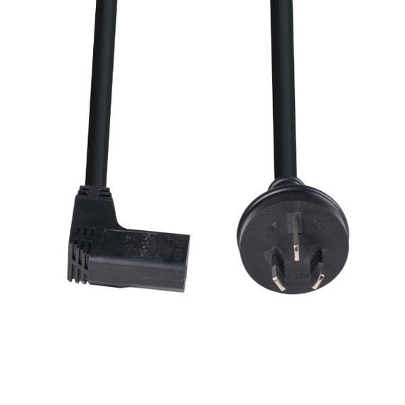 DYNAMIX 5M 3-Pin Plug to Right Angled IEC C13 Female Connector 10A SAA Approved Power Cord. 1.0mm copper core. BLACK Colour.