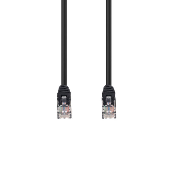 DYNAMIX 7.5m Cat5e Black UTP Patch Lead (T568A Specification) 100MHz 24AWG Slimline Moulding & Latch Down Plug with RJ45 Unshielded Gold Plated Connectors.