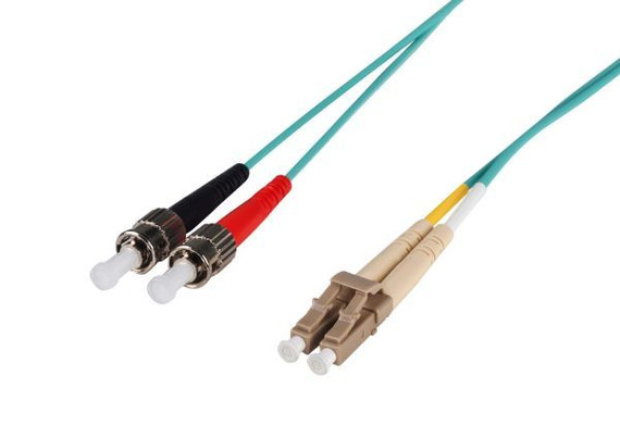 DYNAMIX 20M 50u LC/ST OM3 Fibre Lead (Duplex - Multimode) Aqua LSZH Jacket