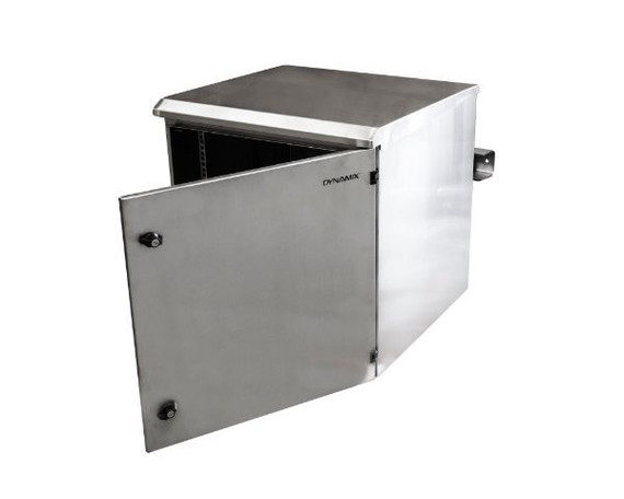 DYNAMIX 18RU Stainless Outdoor Cabinet 611x625x915mm (WxDxH). SUS316 Stainless Steel Construction IP65 Rated with Lockable Front Door No Fans or Filters. Wall Mount Included.
