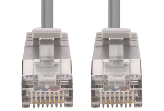 DYNAMIX 2.5m Cat6A S/FTP Grey Ultra-Slim Shielded 10G Patch Lead (34AWG) with RJ45 Gold Plated Connectors. Supports PoE IEEE 802.3af (15.4W).