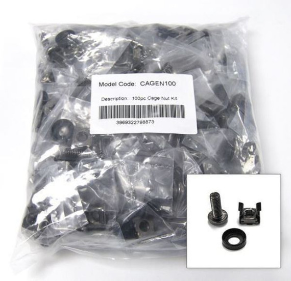 DYNAMIX 100pc Pack, 3 Piece Cage Nut. Bagged with M6 12x cross screw & nut. Colour Black