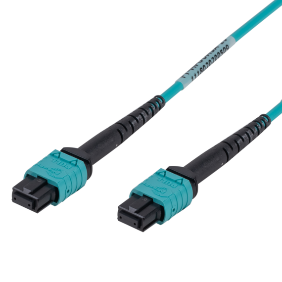 DYNAMIX 50M OM3 MPO ELITE Trunk Multimode Fibre Cable. POLARITY A Straight Through Cable. Made with ELITE Low Loss Female Connectors