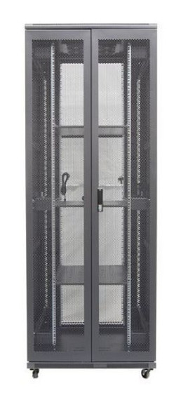 DYNAMIX 27RU Server Cabinet 800mm Deep (600 x 800 x 1410mm) Includes 1x Fixed Shelf, 4x Fans, 25x Cage Nuts, 4x Castors & 4x Level Feet. 800kg static load. Glass front door mesh rear door. 6-Way PDU installed