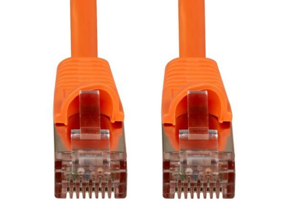 DYNAMIX 10m Cat6A S/FTP Orange Slimline Shielded 10G Patch Lead. 26AWG (Cat6 Augmented) 500MHz with Gold Plate Connectors.