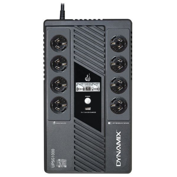 DYNAMIX SafeGuard 1000VA/600W Line Interactive UPS, 4 x NZ Battery Back Up and Surge Outlets, 4 x NZ Surge only Outlets