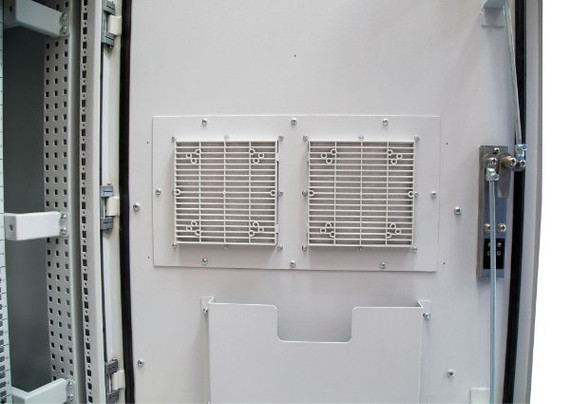 DYNAMIX 18RU Outdoor Freestanding Cabinet. (800 x 800 x 18U) IP45 rated. Angled pivoting rain hood. Double 25mm heating protection. Includes 10x cage nuts. Grey Colour