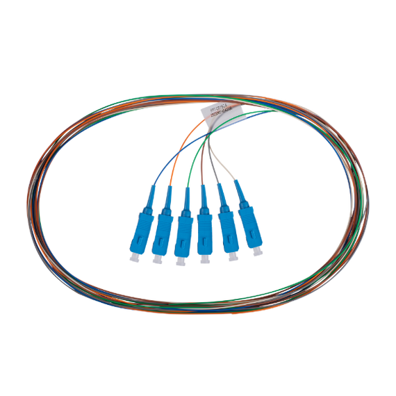 DYNAMIX 2M SC Pigtail G657A1 6 Pk Colour Coded, 900um Single-mode Fibre, Tight Buffer LSZH Jacket