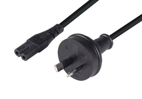 DYNAMIX 8M 2-Pin plug to C7 Figure 8 connector. 7.5A. SAA approved power cord. 0.75mm copper core. BLACK Colour.